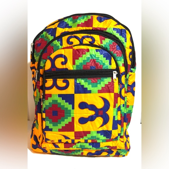 African ankara unisex handmade geometric backpack - Picture 1 of 4